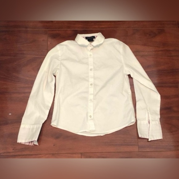 Burberry Girl Authentic White Button-Up Shirt with Plaid Cuffs 8Y - Picture 10 of 10
